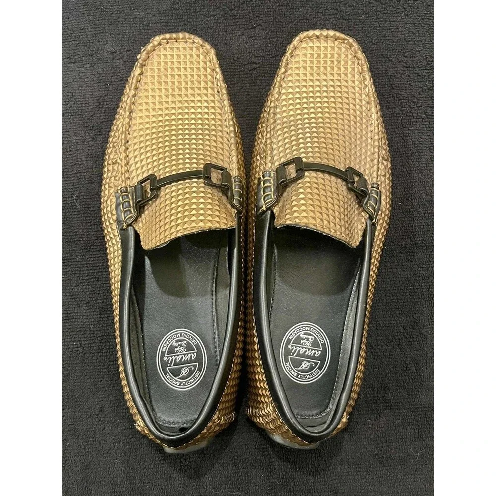 Amali VERF-153 Men’s Size 13 Copper Black Driving Moccasin Loafers Horsebit